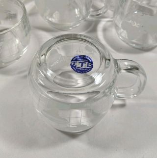 Vintage Nescafe Nestle World Globe Clear Glass Coffee Pot & Tea Mug Cup 8oz Set 3