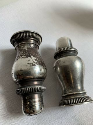 English Antique Solid Silver Salt And Pepper Shakers