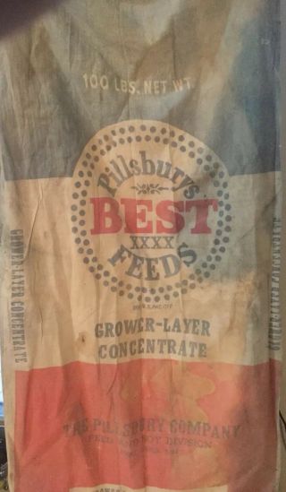 Vintage Pillsbury‘s Best Feeds Cloth Sack—grower Layer Concentrate