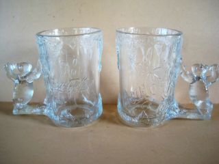 2 Coca Cola Glass Mugs Steins Polar Bear Handle 16 oz 3 - D Cir 1997 Advertising 4