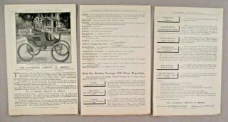 Stanley Horseless Carriage 4 - Page Print Ad - 1899 Automobile Company Of America