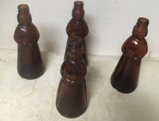 Vintage 4 Aunt Jemima Mrs Butterworth Amber Brown Glass Syrup Bottles 61,  67,  68
