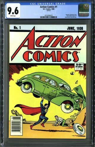 1988 Action Comics 1 Cgc 9.  6 Reprint Direct Sales Edition With Bar Code Rare