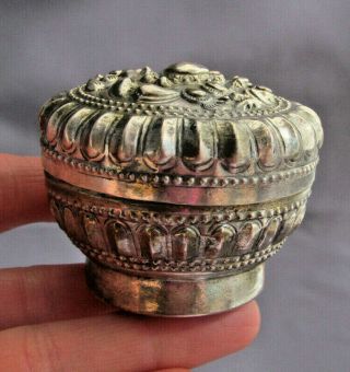 ANTIQUE VINTAGE ART DECO STERLING PAISLEY TRINKET PILL JEWELRY BOX CONTAINER 30g 7