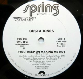 Busta Jones You Keep Making Me Hot White Label Promo 12 " Near - Vinyl Funk