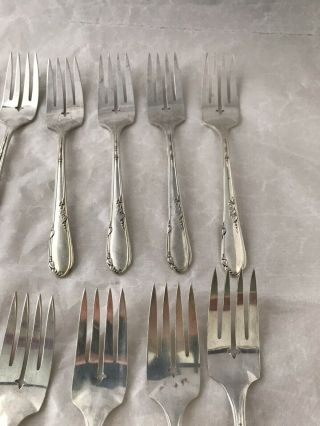 12 WM A Rogers A1 Plus Onida Salad Forks Meadowbrook Silver Ware 6 1/4” 5