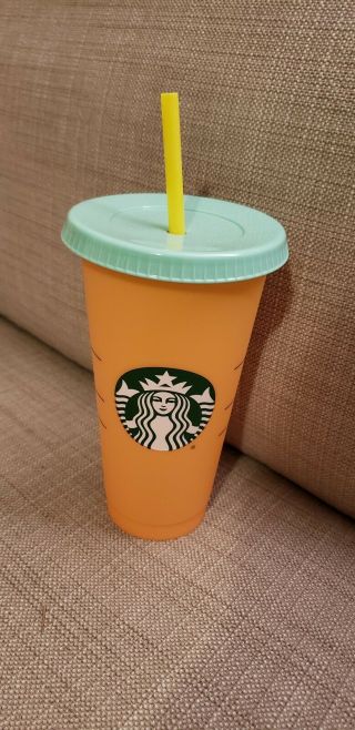 Starbucks Color Changing Reusable 1 Orange Cup / Apricot - Tangerine