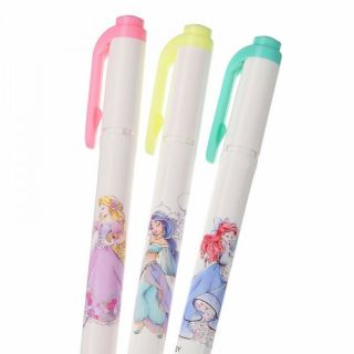 Disney Store Japan Highlighter Pen MILDLINER Rapunzel,  Jasmine,  Ariel F/S 3
