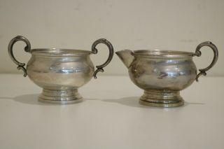 Vintage Columbia Weighted Sterling Silver Sugar Bowl & Creamer Set