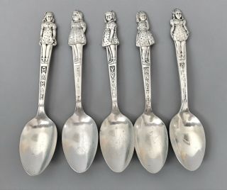 Antique 1930s Canadian Quintuplets Carleton Silver Spoons Set - Complete