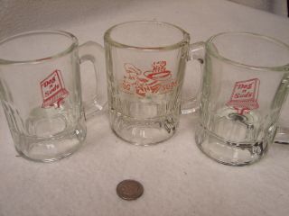 3 Vintage Dog & Suds Small 3 - 1/4 " Heavy Glass Mugs 2 Different Graphic Designs