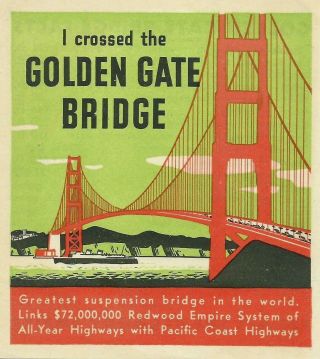 I Crossed The Golden Gate Bridge San Francisco Vintage Stamp Luggage Label