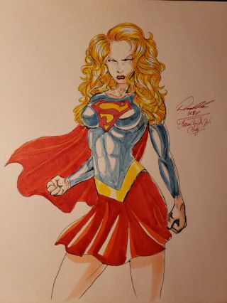 Supergirl Art Drawing Painting Signed By Key