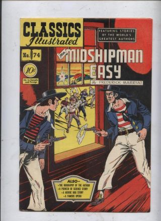 Classics Illustrated Comic 74 Midshipman Easy 1950 1st & Only Ed 8.  5