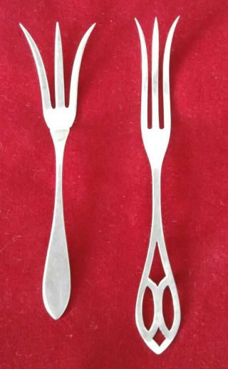 2 Fourchettes En Argent Webster Et Nsco Sterling (lemon Forks)