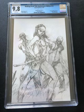 Walking Dead 15th Anniversary Edition 19 Cgc 9.  8 J Scott Campbell Virgin Sketch