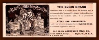 1891 A Ad Elgin Milk Sinister Babies Tubes Bottle Cans Labels Toy Soldier