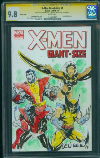 X Men Giant Size 1 Cgc 2xss 9.  8 Len Wein Altstaetter Art Sketch Variant