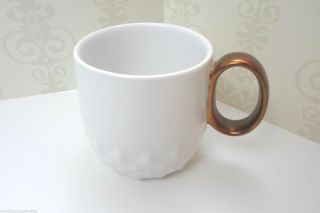 Starbucks White Jewel Coffee Mug Bronze Handle Ltd Ed NWT 12 oz 4