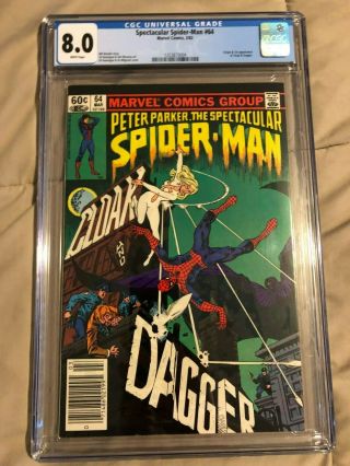 Peter Parker The Spectacular Spider - Man 64,  1st Cloak And Dagger,  Cgc 8.  0