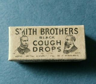 Old Vintage Smith Brothers Black Cough Drops Small Sample Box