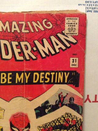 The Spider - Man 31 (Dec 1965,  Marvel) 1.  0/1.  5 First Gwen Stacey 3