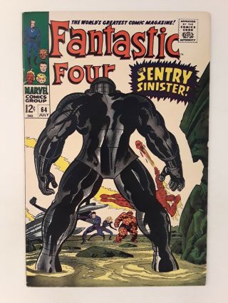 Fantastic Four 64 (f/vf 7.  0) 1967 1st Kree Sentry Appearance; Jack Kirby Art