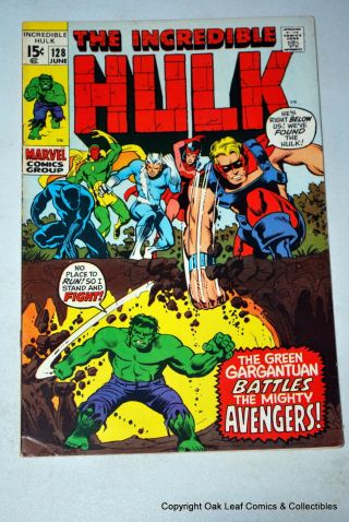 Incredible Hulk 128 Marvel Comic Book F,  Avengers Cross Over