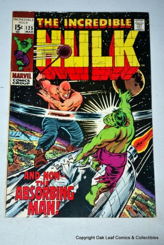 Incredible Hulk 125 Marvel Comic Book F - Vf Absorbing Man