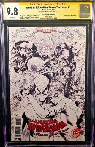 Marvel Comics Spider - Man Renew Vows 1 Cgc Ss 9.  8 Sketch Venom Carnage Goblin