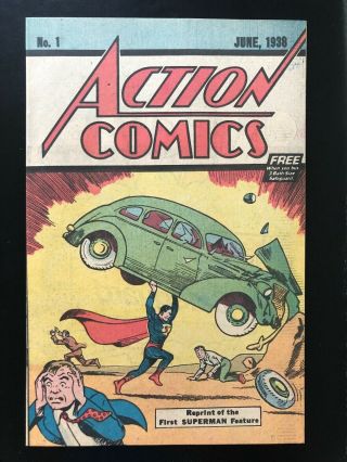 Action Comics 1 Superman - 1938 Reprint Safeguard Promotional Issue From 1976