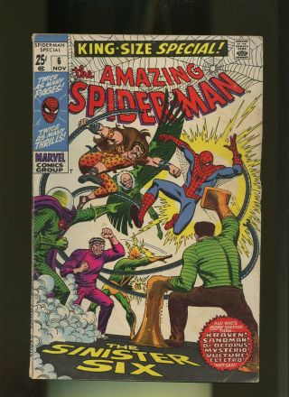 Spider - Man Annual 6 Vg 4.  0 1 Book Marvel 1st Sinister Six Appearance