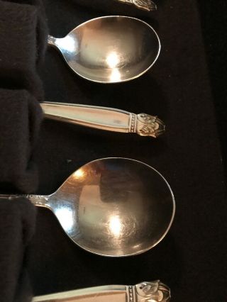 Set Of 8 Holmes & Edwards Danish Princess Round Soup Spoons - 7” 7