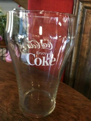 Vintage 1970s Large White Logo “enjoy Coca - Cola Coke” Clear 32 Oz Drinking Glass