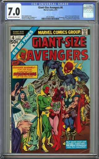Giant - Size Avengers 4 Cgc 7.  0 Vision Scarlet Witch Wedding John Romita Cover