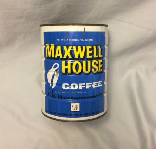 Vintage Maxwell House Coffee Can Tin Hotel Restaurant Blend 2 Lb Size