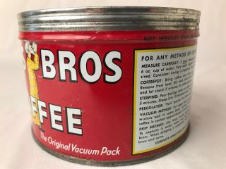 Vintage Hills Bros Coffee Tin Can Red Turban Robed Man 1 Lb No Lid Great Color 5