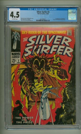 Silver Surfer 3 (cgc 4.  5) O/w Pages; 1st App.  Mephisto; Marvel; 1968 (c 24815)