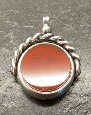 Antique Victorian Silver Spinning Fob With A Carnelian And Bloodstone.  1886 - 87.