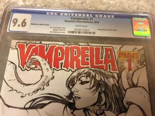 Vampirella 1 CGC 9.  6 Wraparound Sketch Cover Dynamite Limited Variant 3