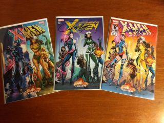Astonishing X - Men 1 J.  Scott Campbell Exclusives Set Of 3 - Signed With C.  O.  A.