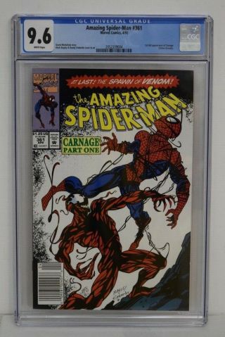 Marvel Spiderman 361 1st Appearance Of Carnage Cgc 9.  6 White Pages