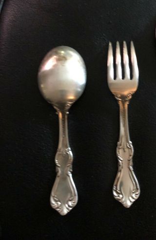 Two piece reed Barton sterling silver set fork spoon kids 2