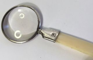 MAGNIFYING GLASS AND LETTER OPENER 1911 SOLID SILVER MOUNT BIRMINGHAM 5