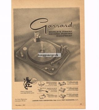 1957 Garrard Model Rc88 Turntable Record Changer Player Vtg Print Ad