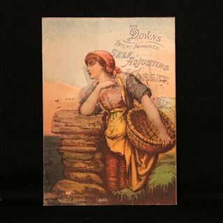 Down’s Corset Lady With Basket Trade Card - Normal Park Il
