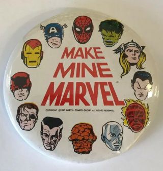 Marvel Comics Mmms 1967 Make Mine Marvel Button Vintage Spider - Man Fan Club