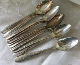 12 Vintage 1940s Demitasse Spoons Nobility Silver Plate - Royal Rose Pattern