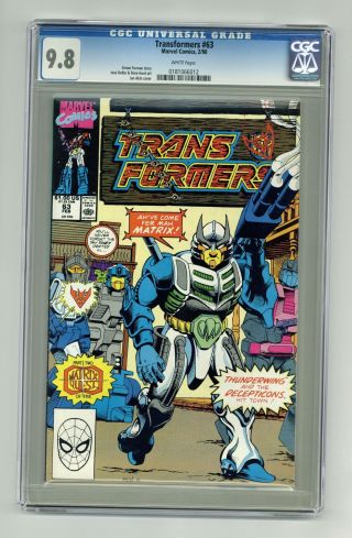 Transformers (marvel) 1st Printing 63 1990 Cgc 9.  8 0181066012