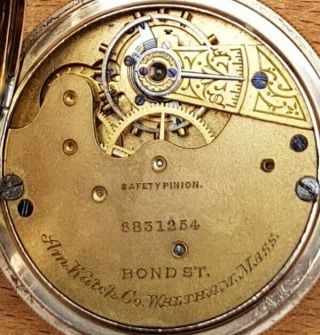 ANTIQUE VICTORIAN 1884 14CT GOLD PLATED CASED WALTHAM POCKET WATCH 4
